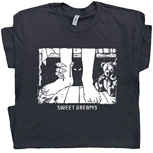 L - Monster Under Bed Tshirt Creepy Scary Gothic Vintage Horror for Stephen Men Women Occult Sweet Dreams King Dark Humor Black