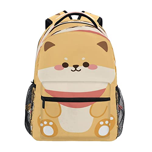 Kigai Cute Shiba Inu Student Backpack With Name Tag Casual Daypacks Outdoor Sports Rucksack School Shoulder Bag for Boys Girls-11.4x6.9x16in