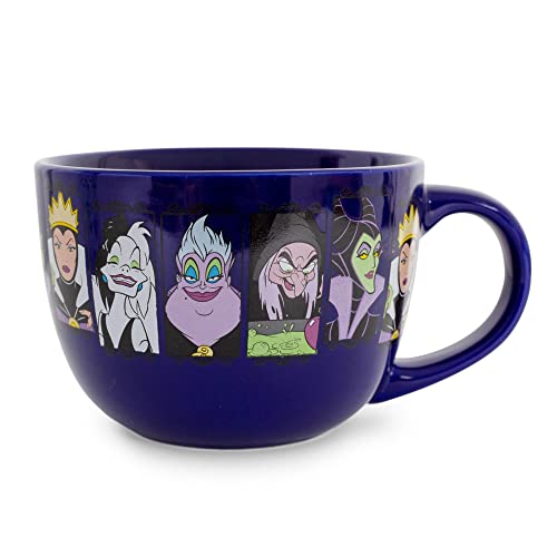 Disney Villains Close-Up Panels Ceramic Soup Mug | Bowl For Ice Cream, Cereal, Oatmeal | Large Coffee Cup For Espresso, Caffeine, Beverages | Halloween Gifts and Collectibles | Holds 24 Ounces