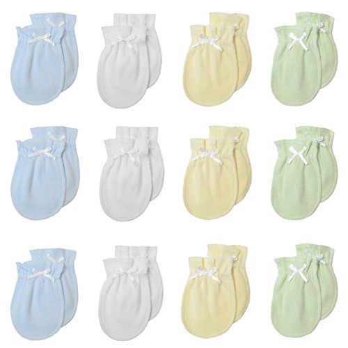 TL Care Newborn Baby 100% Cotton Scratch Free Mittens, for Boys
