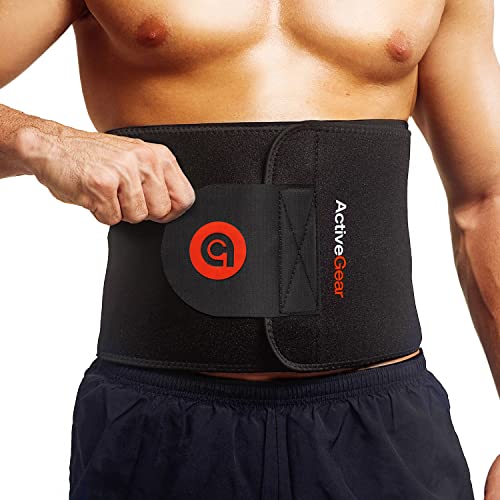 ActiveGear Waist Trimmer Belt for Stomach and Back Lumbar Support, Large: 9' x 46' - Red
