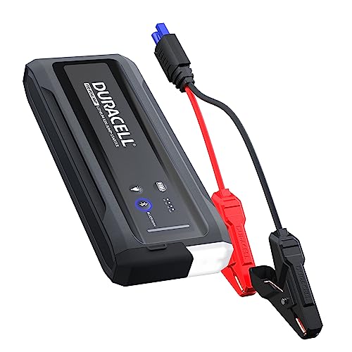 Duracell 1100 Peak Amp Lithium-Ion Jump Starter Pack and USB Charger Power Bank with Bluetooth Connection, PowerHub App Teaches You How to Jump Start Any Vehicle