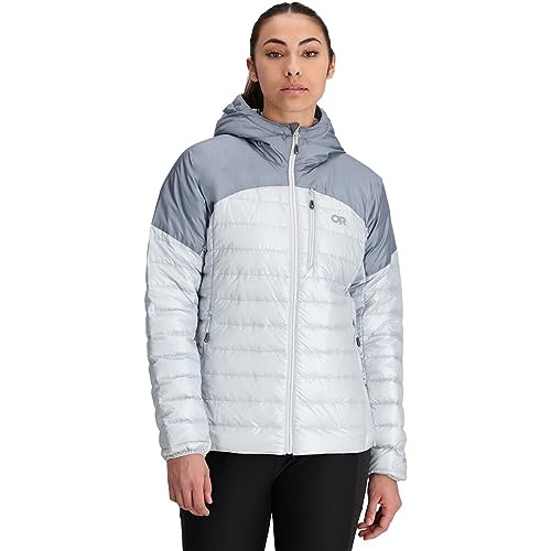 Outdoor Research 2775912383008 Women's Helium Down Hoodie Titanium/Slate L