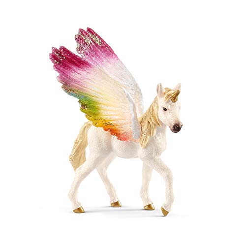 Schleich Bayala Mythical Winged Rainbow Baby Unicorn Foal Figurine - Featuring Majestic Pegasus and Glitter Details, Highly Durable and Fun Imaginative Toy for Boys and Girls, Gift for Kids Ages 5+