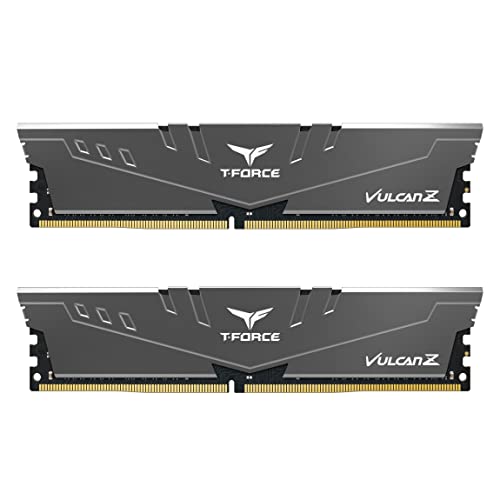 TEAMGROUP T-Force Vulcan Z DDR4 32GB Kit (2x16GB) 3200MHz (PC4-25600) CL16 Desktop Memory Module Ram (Gray) - TLZGD432G3200HC16FDC01