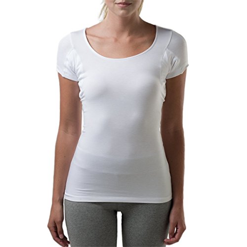 Women's Sweat Proof Undershirt – Slim Fit, Scoop Neck, White, Medium