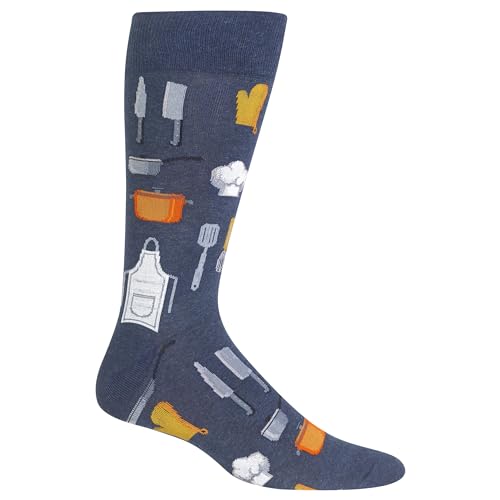 Hot Sox mens Occupation Novelty Fashion Crew Casual Sock, Chef (Denim Heather), 6 12 US