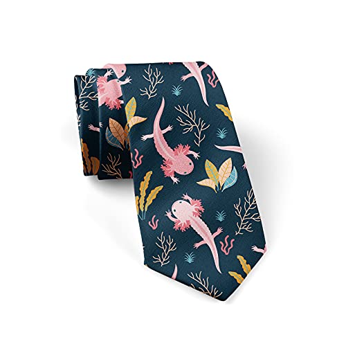 JUDIAN Men's Neckties mexicanum Axolotl Tie Fashion Tie Print,Novelty Neck Ties for Every Outfit