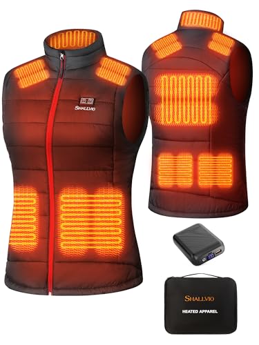 SHALLVIO Women’s Heated Vest with 16000mAh Battery Pack Included, Rechargeable Heated Vest for Women, Lightweight Quilted