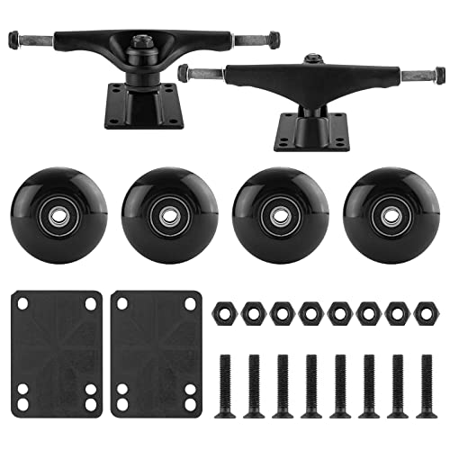 TLHB Skateboard Truck,Skateboard Wheels 52mm Suitable for Skateboarders,Fits 7.5-8' Deck，Skateboard Bearings,Skateboard Pads,Durable Skateboard Hardware Combo Starter Kit-Black