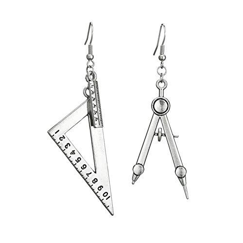 Triangle Square Ruler Dangle Earrings for Women Exaggerated Math Geometric Compass Rulers Earrings Drop Girls School Students Teacher Earrings Jewelry