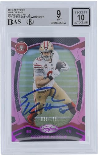 George Kittle San Francisco 49ers Autographed 2021 Panini Certified Mirror Pink #95#/199 Beckett Fanatics Witnessed Authenticated 9/10 Card - NFL Autographed Football Cards