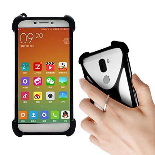 Lankashi Black Stand Ring Holder Soft Silicone Protective Case Cover for NUU G3 X5 A4L M3 SWEES 3G Nextbit Robin CTC Soshphone PendoPhone Meiigoo S8 Fairphone 2 Padgene S9 Atongm G501 Cagabi One IUNI