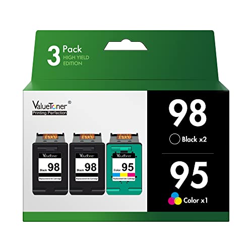 Valuetoner Remanufactured Ink Cartridge Replacement for HP 98 C9364WN & 95 C8766WN for Officejet 150 100 6310, PhotoSmart 8050 C4180 C4150, Deskjet 460 5940 Printer (2 Black, 1 Tri-Color, 3 Pack)