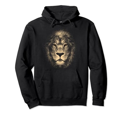 Africa Lion Stylish Lion Head with Cool Eyes and Mane Pullover Hoodie