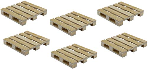 Creative Hobbies 6-Pack Mini Wood Pallet Coasters for Beverages, Hot and Cold Drinks, Mini Building Blocks Stacking, DIY Crafts, 4' x 4' x 11/16'