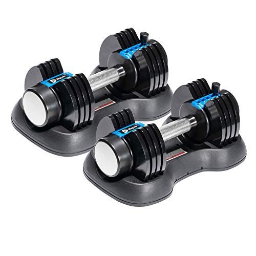 Lifepro Adjustable Dumbbell Set 25lb 5in1 - with Workout Poster & Dumbells Rack - Compact Quick Adjustable Weights for Full Body Exercise & Fitness - Adjustable Dumbbells Set of 2 for Home Gym