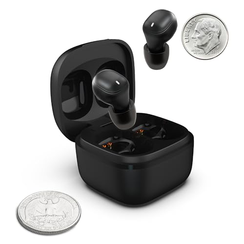 Coby Mini True Wireless Earbuds | Compact Lightweight in-Ear Headphones w/Case | World's Smallest Wireless Ear Buds w/Built-in Mic | Wireless Headphones, Bluetooth Headphones w/ 12-HR Play (Black)