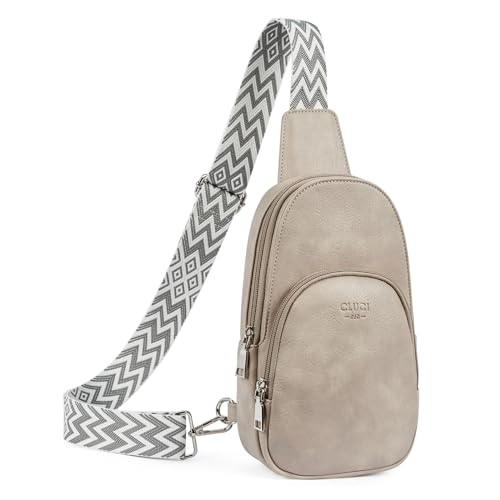CLUCI Handbag for Women, Cross Body Bag, Small Leather Sling for Travel Hiking Cycling, 3-1 Grey