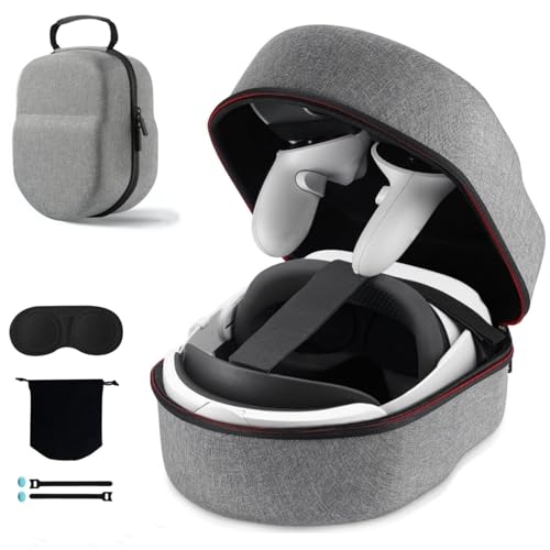 COOWPS Hard Carrying Case for Oculus Quest 2/Meta Quest 3/Vision Pro/Pico 4 VR Headset, Compatible with Elite Strap/Kiwi Design/BOBOVR Head Strap, Full Protection for Travel and Storage