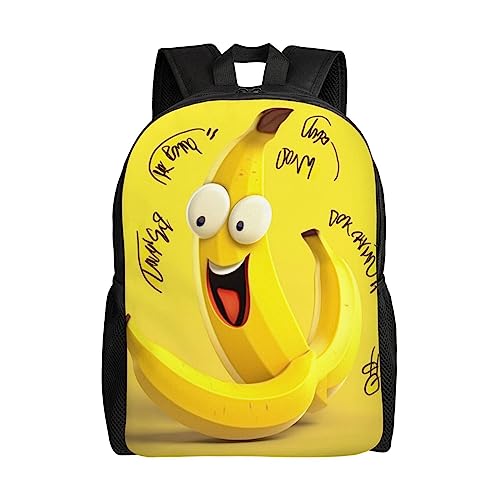 EVANEM Yellow Banana Printed Laptop Backpack For Men Women Lightweight Casual Daypack Travel Rucksack For Sports