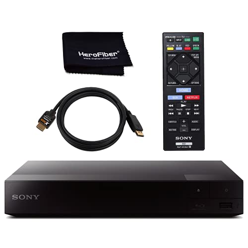 Sony 4K Upscaling 3D Home Theater Streaming Blu-Ray DVD Player with Wi-Fi, includes HDMI Cable, Official Sony Remote, and Cloth