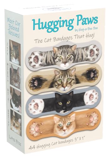 Hugging Paws – Cat Themed Bandages from Hug-a-BooBoo, The Amazing Cat Bandages That Hug! Beautiful Cat Bandages Featuring Cat Paintings of Actual Rescue Cats! Great Cat Lover Gift! 44 Count Box