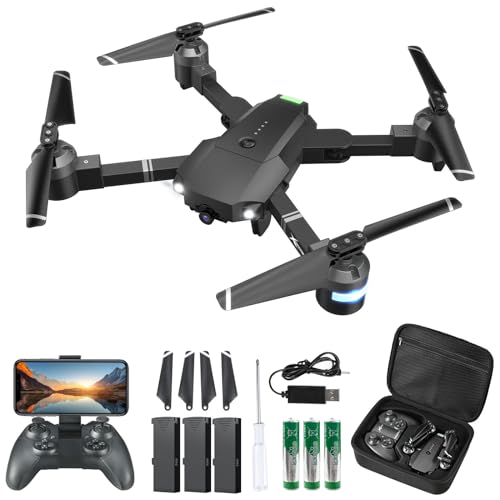 Drone with Camera for Adults&Kids, ATTOP Foldable 1080P FPV 120°FOV Drone w/3 Batteries 30 Mins Flight Time, Drone for kids 8-12 w/Carrying Case, VR Mode, Voice&Gesture Control, Christmas Gifts