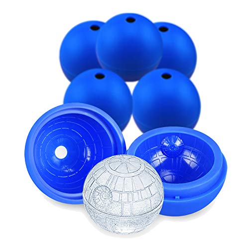 Death Star Ice Cube Mold 6 Pack Silicone Star Wars Ice Molds Sphere Big Ice Ball Maker for Whiskey, Bourbon and Cola (6)