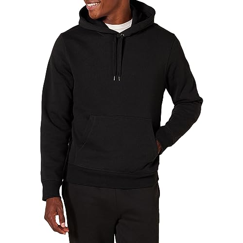 Amazon Essentials Men's Hooded Fleece Sweatshirt (Available in Big & Tall), Black Heather, Large