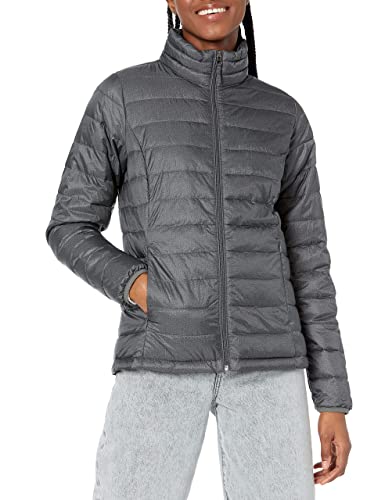 Amazon Essentials Women's Lightweight Long-Sleeve Water-Resistant Packable Puffer Jacket (Available in Plus Size), Charcoal Heather, Medium