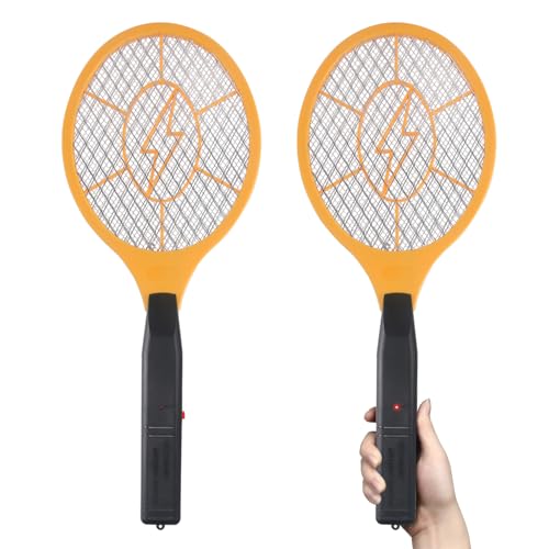 2 Pack Bug Zapper Electric Fly Swatter Zap Mosquito - Indoor Outdoor Zapping Racket for Pest - Safe to Touch with 3-Layer Safety Mesh