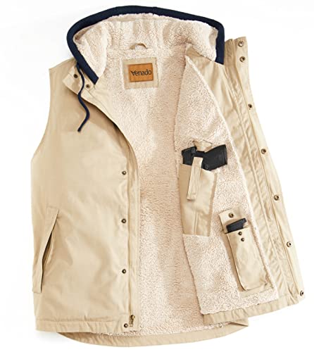 Venado Concealed Carry Vest – Hooded Vest for Men with Concealed Carry Pockets (Barnwood, XL)