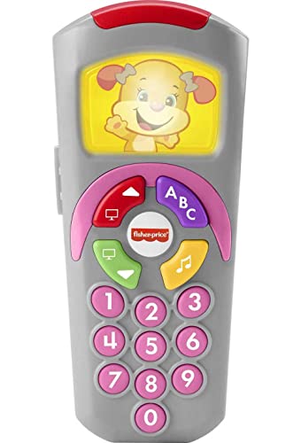 Fisher-Price Laugh & Learn Baby Learning Toy, Sis's Remote Pretend TV Control with Music and Lights for Ages 6+ Months