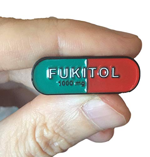 Stickeroonie Fukitol Enamel Pin Funny Sarcasm Fukitol Prescription Pill - Great Gift for Coworkers, Friends- The Perfect RX - Hat pins, Funny Pins, Jean pins