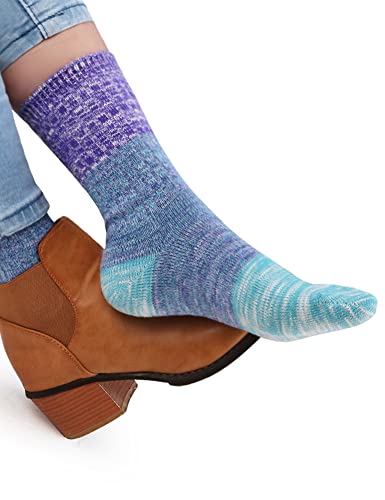 VERO MONTE 4Pairs Cotton Socks for Women -Womens Slouch Socks Cotton Crew(7-9.5)