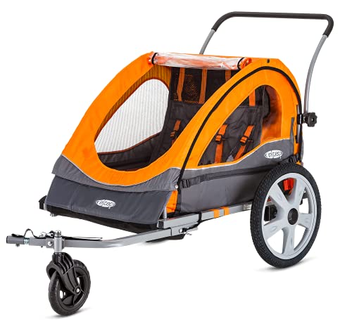 Instep Quick-N-EZ Double Tow Behind Bike Trailer, Converts to Stroller/Jogger, Orange