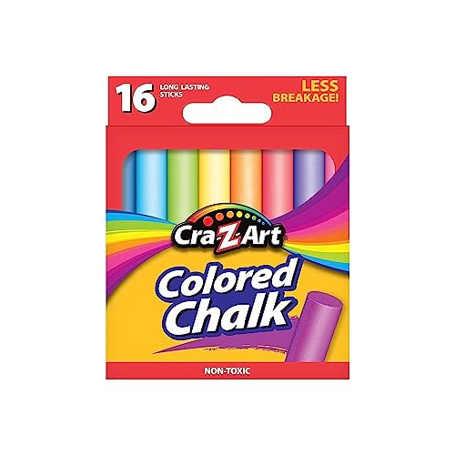 Cra-Z-Art Colored Chalk, Assorted Colors, 16/Box (10801-48)