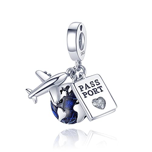 MULA 925 Sterling Silver Charms for Bracelets and Necklaces Airplane Passport Dangle Pendants Beads Butterfly Dragonfly Charms Jewelry Gift for Women Girls