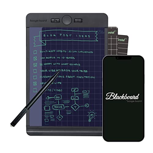 Boogie Board Blackboard Authentic Reusable Notebook with Note-Size Writing Tablet with Stylus, Instant Erase and Templates (5.5”x 7.25”)