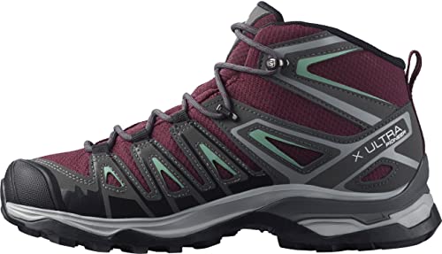 Salomon X Ultra Pioneer MID CLIMASALOMON Waterproof Hiking Boots for Women Trail Running Shoe, Wine Tasting/Magnet/Granite Green, 6.5