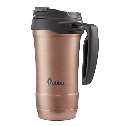 Bubba Hero XL Vacuum-Insulated Stainless Steel Travel Mug, Large Travel Mug with Leak-Proof Lid & Sturdy Handle, Keeps Drinks Cold up to 21 Hours or Hot up to 7 Hours, 18oz Rose Gold