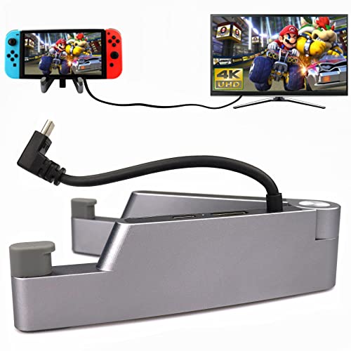 Docking Station for Nintendo Switch/Switch OLED, 4K HDMI Portable TV Adapter Charging Dock Set, Replacement for Official Nintendo Switch Base(Alloy 2023 Upgrade) Aluminum Docking Station (Style A)