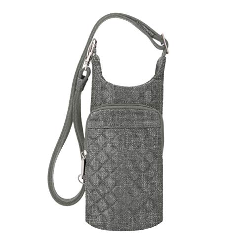 Travelon Boho Anti-theft Insulated Water Bottle Tote, Gray Heather, 10 x 4 diameter