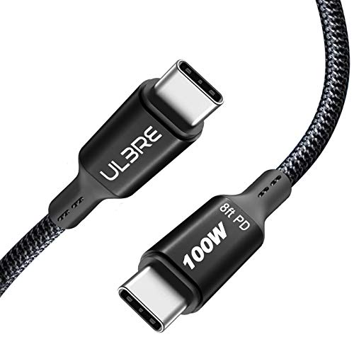 ULBRE USB C to USB C Cable 100W 2.5M 8.2FT, USB C Charging Cable 2.0 Type C Fast Charging for MacBook Pro 2020, iPad Pro 2020, iPad Air 4, Galaxy S20 Plus S9 S8, Pixel, Switch, LG V20