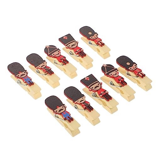 EXCEART Small Clothespin Clip Wooden Clothespins 10pcs Nutcracker Soldier Wooden Clamp Cute Wooden Pendant Mini Clips Small Craft Photo Clips