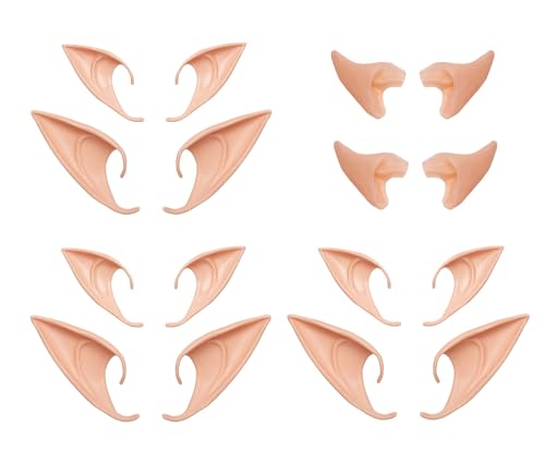Kbraveo 8 Pair Fairy Pixie Elf Ears,Latex Soft Pointy Ears,Latex Dress Up Ears,Cosplay Ears for Cosplay Halloween Christmas Any Themed Party,3 Styles…