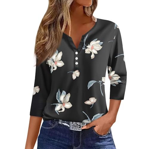 3/4 Length Sleeve Womens Tops Plus Size, V Neck 3/4 Sleeve Tops for Women,Ladies Tops and Blouses 3/4 Sleeve,Plus Size Summer Tops for Women