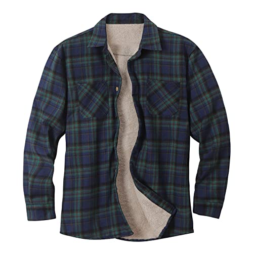 Men's Shirts Jacket Casual Sherpa Fleece Lined Plaid Flannel Coats Long Sleeve Button Down Wall Fall Winter Outwear