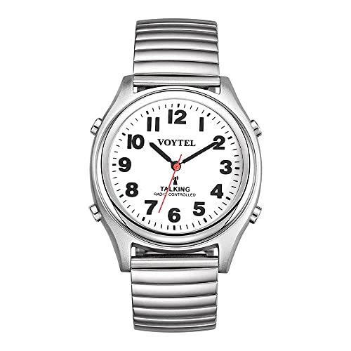 MAUJOY Atomic Talking Watch for Men Set Itself Extension Band Speak The Time Date Alarm Clear Loud for The Elderly, Visually Impaired or The Blind
